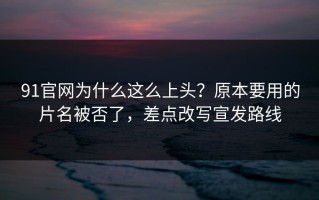 91官网为什么这么上头？原本要用的片名被否了，差点改写宣发路线