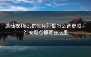 蘑菇视频ios的使用门槛怎么调更顺手？关键点都写在这里