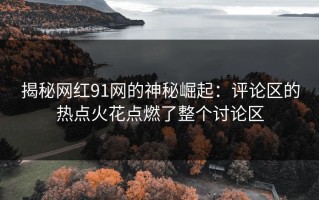 揭秘网红91网的神秘崛起：评论区的热点火花点燃了整个讨论区