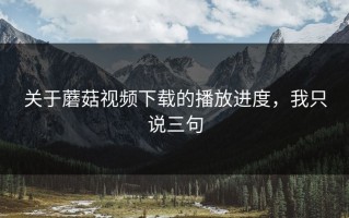 关于蘑菇视频下载的播放进度，我只说三句
