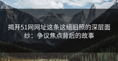 揭开51网网址这条这组旧照的深层面纱：争议焦点背后的故事
