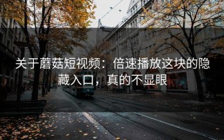 关于蘑菇短视频：倍速播放这块的隐藏入口，真的不显眼
