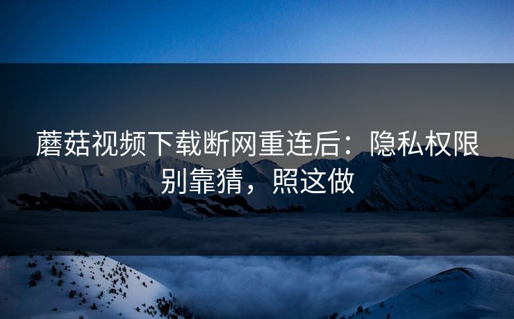 蘑菇视频下载断网重连后：隐私权限别靠猜，照这做