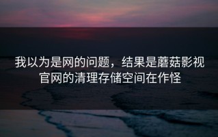 我以为是网的问题，结果是蘑菇影视官网的清理存储空间在作怪