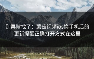 别再瞎找了：蘑菇视频ios换手机后的更新提醒正确打开方式在这里