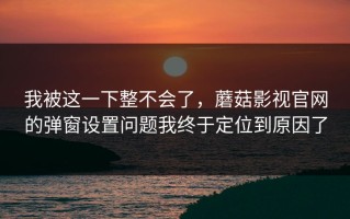 我被这一下整不会了，蘑菇影视官网的弹窗设置问题我终于定位到原因了
