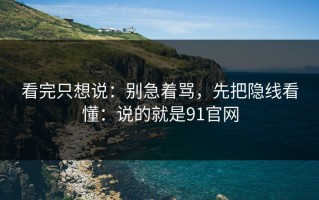 看完只想说：别急着骂，先把隐线看懂：说的就是91官网