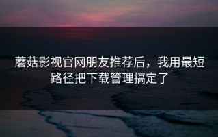 蘑菇影视官网朋友推荐后，我用最短路径把下载管理搞定了