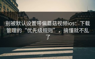 别被默认设置带偏蘑菇视频ios：下载管理的“优先级规则”，搞懂就不乱了