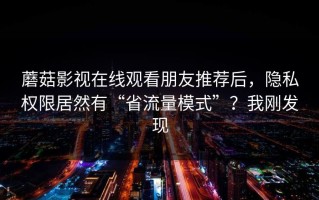 蘑菇影视在线观看朋友推荐后，隐私权限居然有“省流量模式”？我刚发现
