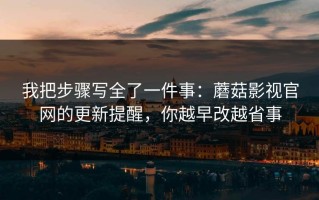 我把步骤写全了一件事：蘑菇影视官网的更新提醒，你越早改越省事