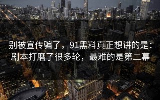 别被宣传骗了，91黑料真正想讲的是：剧本打磨了很多轮，最难的是第二幕