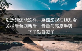 没想到还能这样：蘑菇影视在线观看关掉后台刷新后，音量与亮度手势一下子就暴露了