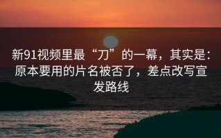 新91视频里最“刀”的一幕，其实是：原本要用的片名被否了，差点改写宣发路线