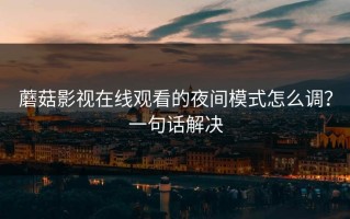 蘑菇影视在线观看的夜间模式怎么调？一句话解决