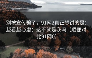 别被宣传骗了，91网2真正想讲的是：越看越心虚：这不就是我吗（顺便对比91网0）
