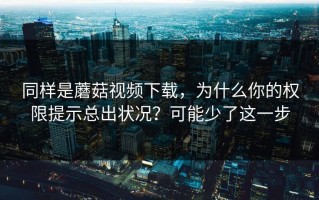 同样是蘑菇视频下载，为什么你的权限提示总出状况？可能少了这一步