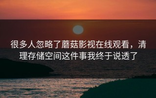 很多人忽略了蘑菇影视在线观看，清理存储空间这件事我终于说透了