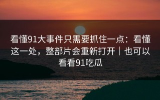 看懂91大事件只需要抓住一点：看懂这一处，整部片会重新打开｜也可以看看91吃瓜