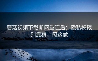 蘑菇视频下载断网重连后：隐私权限别靠猜，照这做