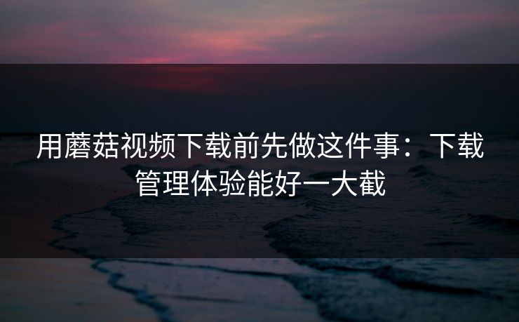 用蘑菇视频下载前先做这件事：下载管理体验能好一大截