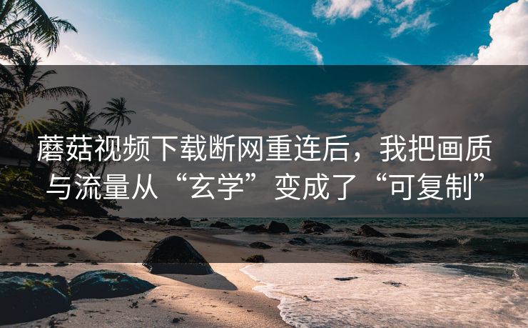 蘑菇视频下载断网重连后,我把画质与流量从“玄学”变成了“可复制” 蘑菇视频下载断网重连后,我把画质与流量从“玄学”变成了“可复制”