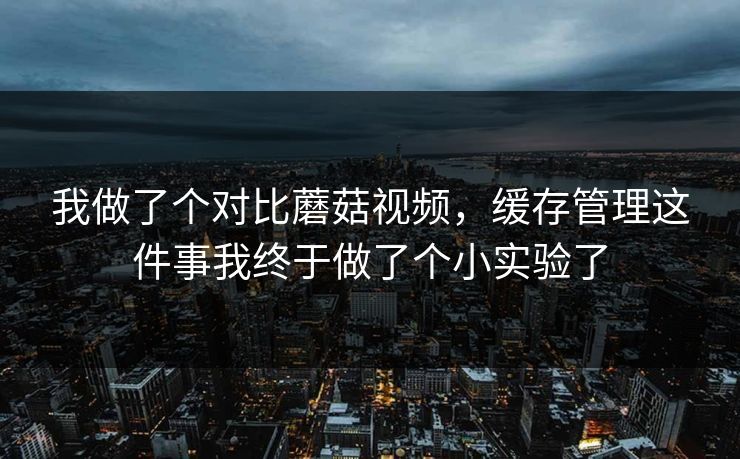 我做了个对比蘑菇视频，缓存管理这件事我终于做了个小实验了