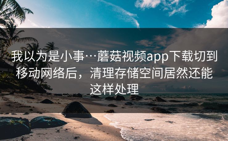 我以为是小事…蘑菇视频app下载切到移动网络后，清理存储空间居然还能这样处理